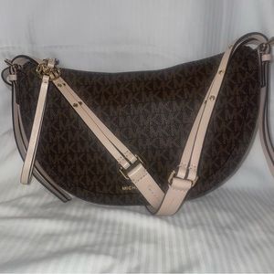 Micheal Kors Messenger Crossbody Brown/Light Pink